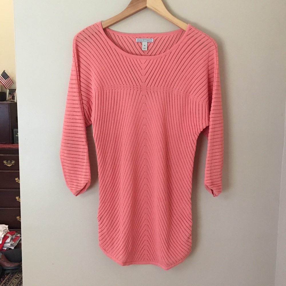 Dana Buchman Coral Open Weave Tunic Sweater Small